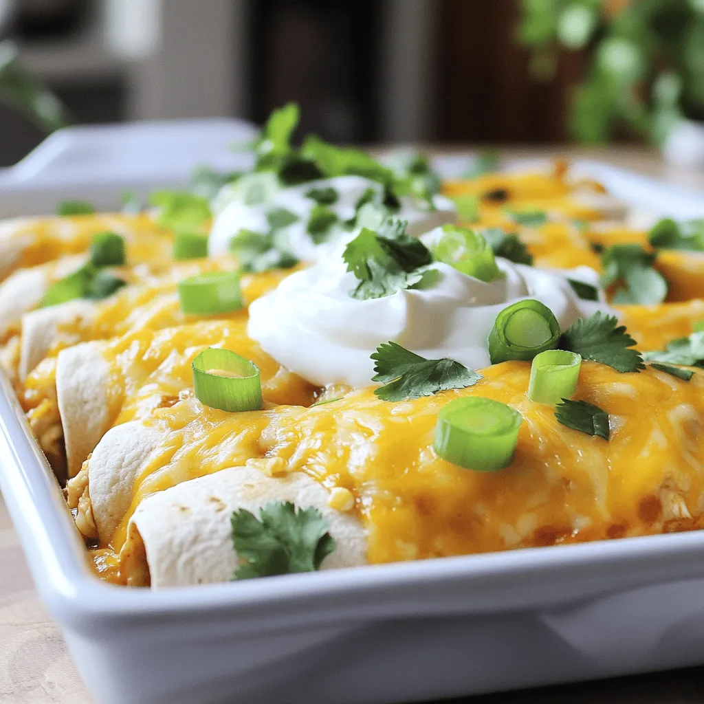 Cremige Hühnchen-Enchiladas lecker und einfach zubereiten
