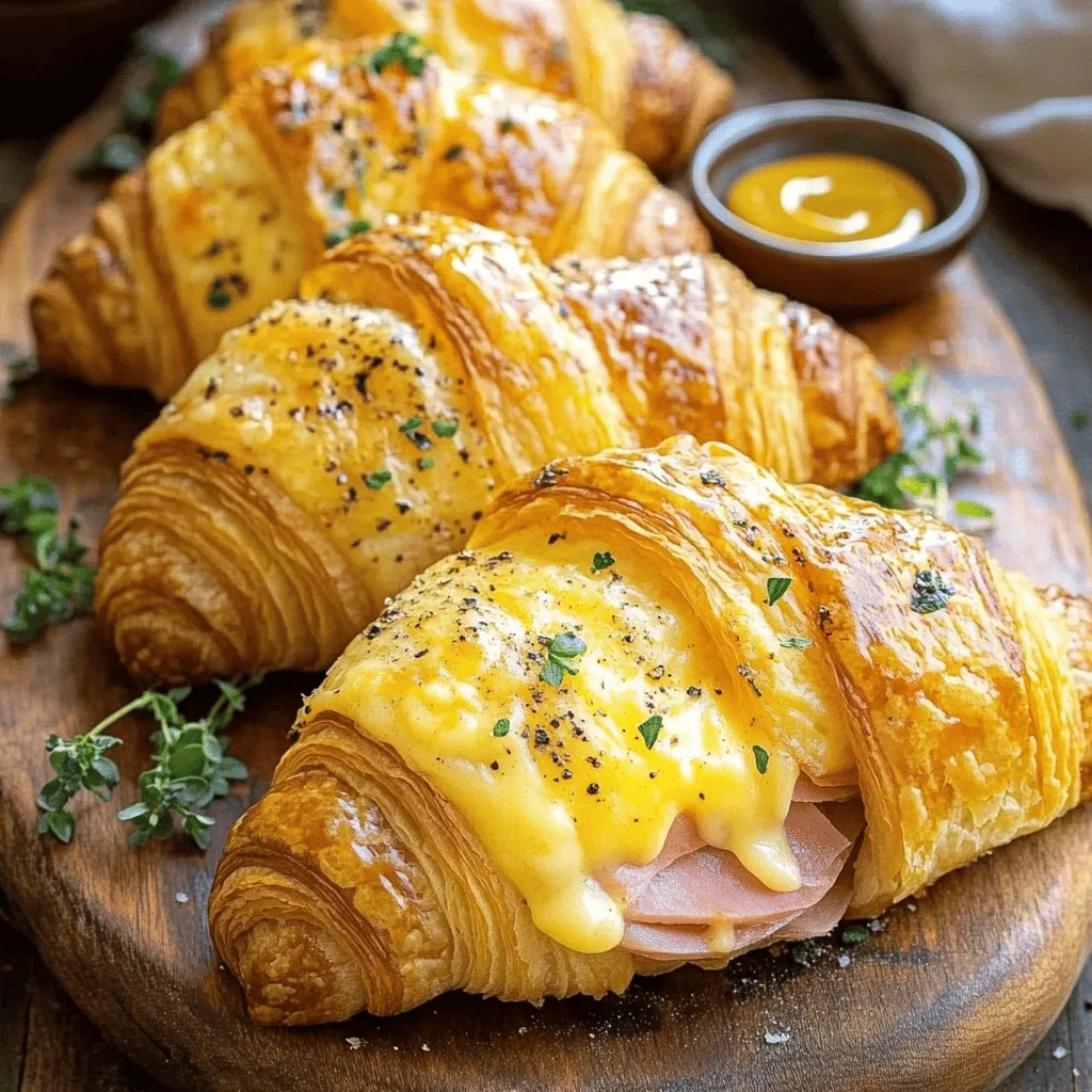 Baked Ham and Cheese Croissants Einfach und Lecker
