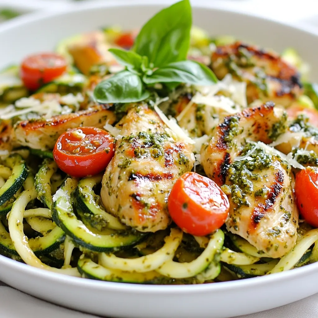 Cremige Pesto-Hühnchen-Zoodles Schnelles Rezept