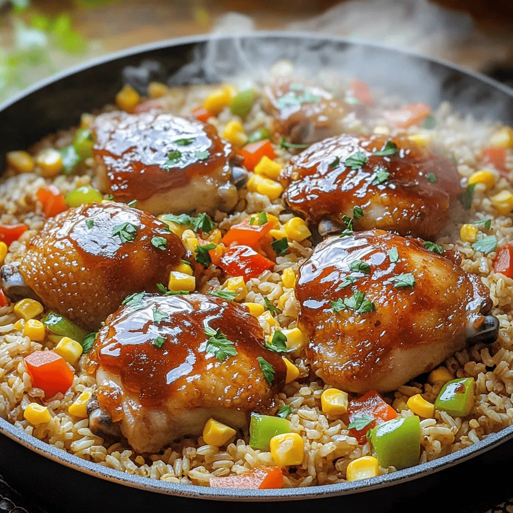 One-Pan Honey BBQ Chicken Rice Einfach und Lecker