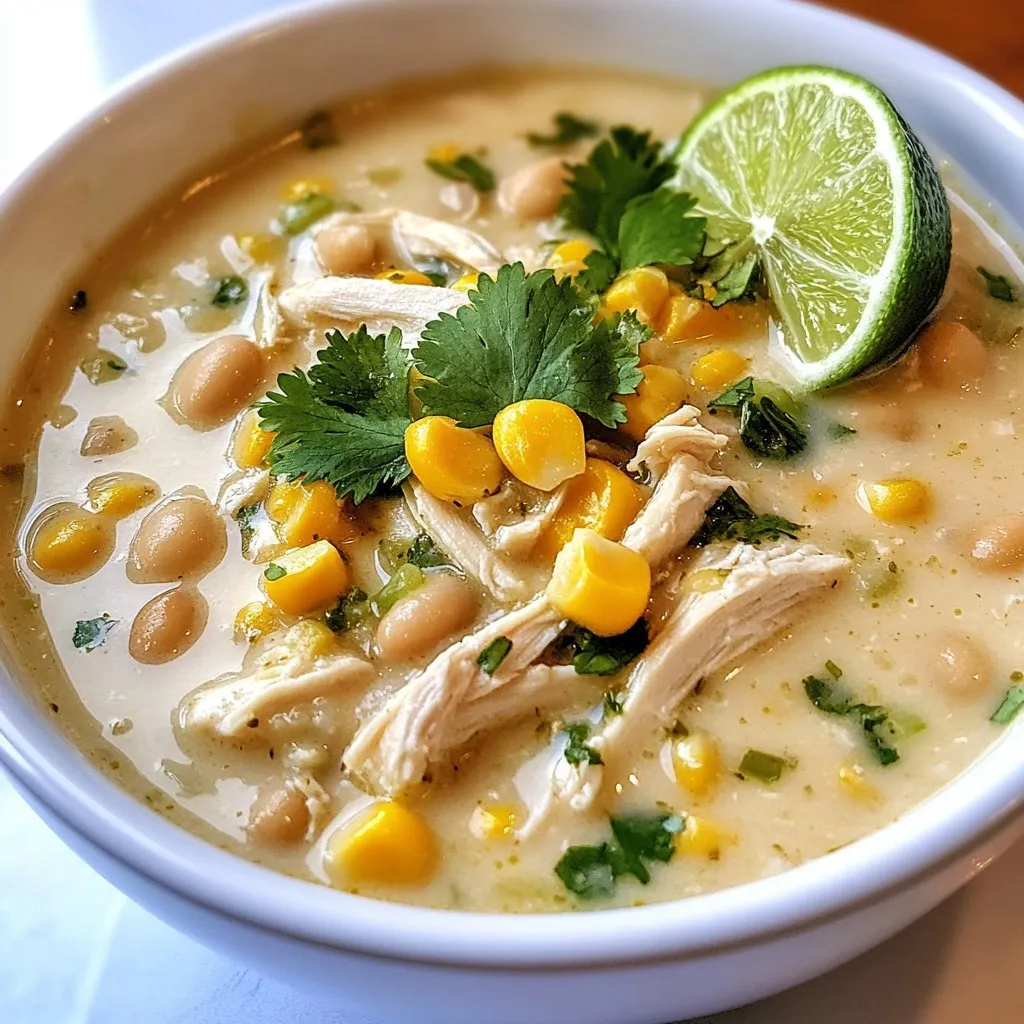 Cremige weiße Hühnchen-Chili einfache und leckere Mahlzeit