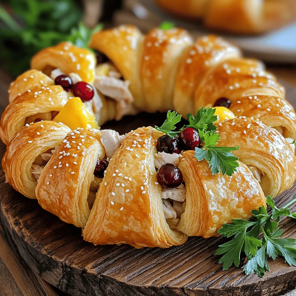 Schmackhafter Truthahn- und Cranberry-Crescent-Ring
