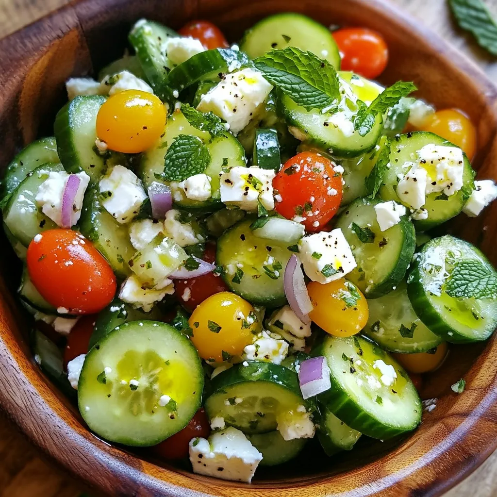 Frischer Cucumber Mint Feta Salad für heiße Tage