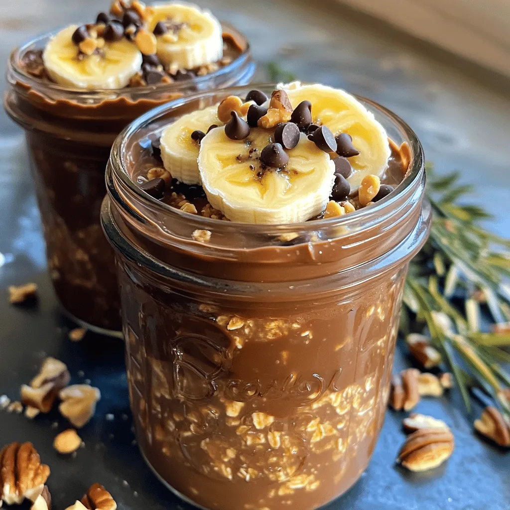 Schokoladen-Erdnussbutter Übernacht-Haferflocken Genuss