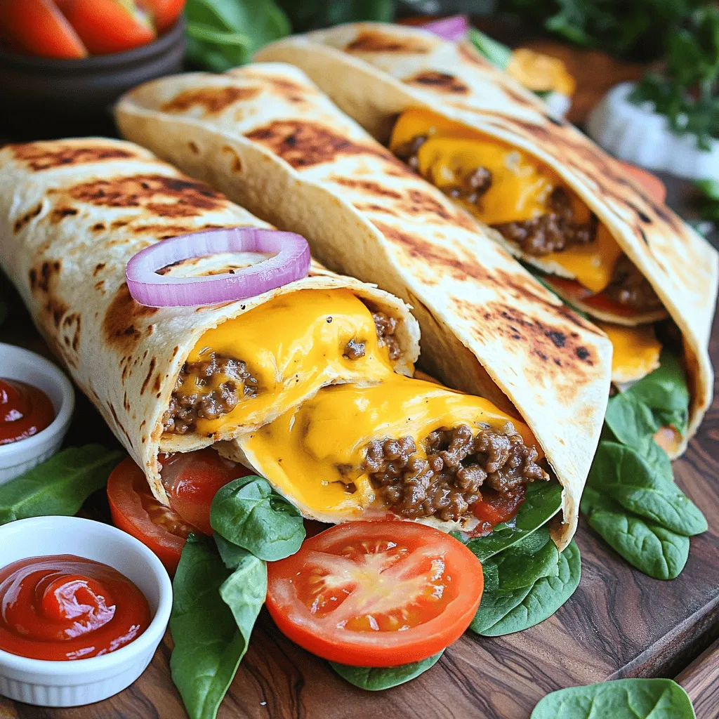 Grilled Cheeseburger Wraps Einfache und köstliche Mahlzeit