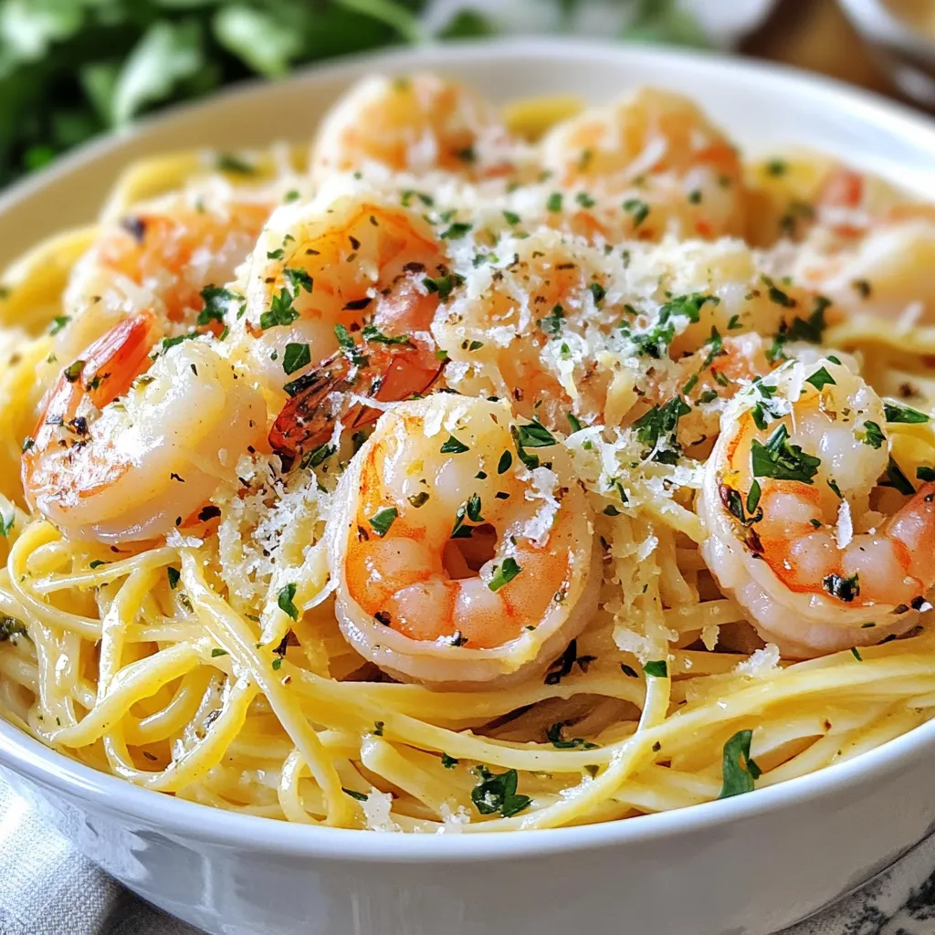 Schmackhaftes Shrimp Scampi Linguine Einfache Zubereitung
