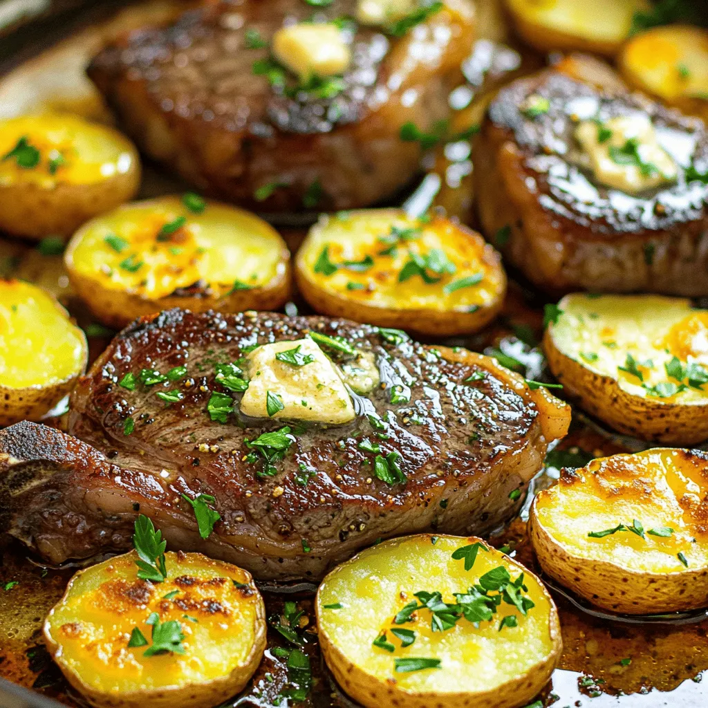 Knoblauch-Butter-Rindersteak und Kartoffel-Pfanne Rezept