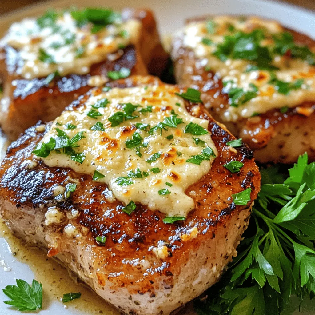 Für die Knoblauch Parmesan Schweinekoteletts benötigst du diese Zutaten: - 4 Schweinekoteletts (ca. 200 g jeweils) - 4 Knoblauchzehen, fein gehackt - 100 g Parmesan, frisch gerieben - 2 Esslöffel Olivenöl - 1 Esslöffel Butter - 1 Teelöffel getrockneter Thymian - 1 Teelöffel Paprika - Salz und Pfeffer nach Geschmack - Frische Petersilie zum Garnieren