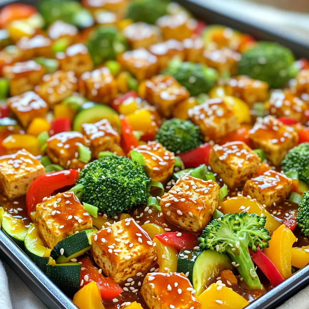 Sheet Pan Sweet Chili Tofu Veggies Köstliche Mahlzeit