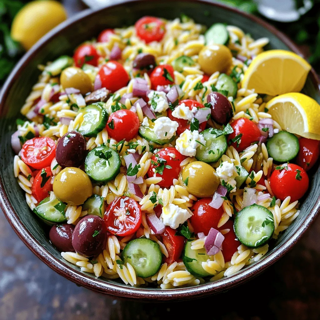 Griechischer Orzo-Pasta-Salat Frisch und Lecker
