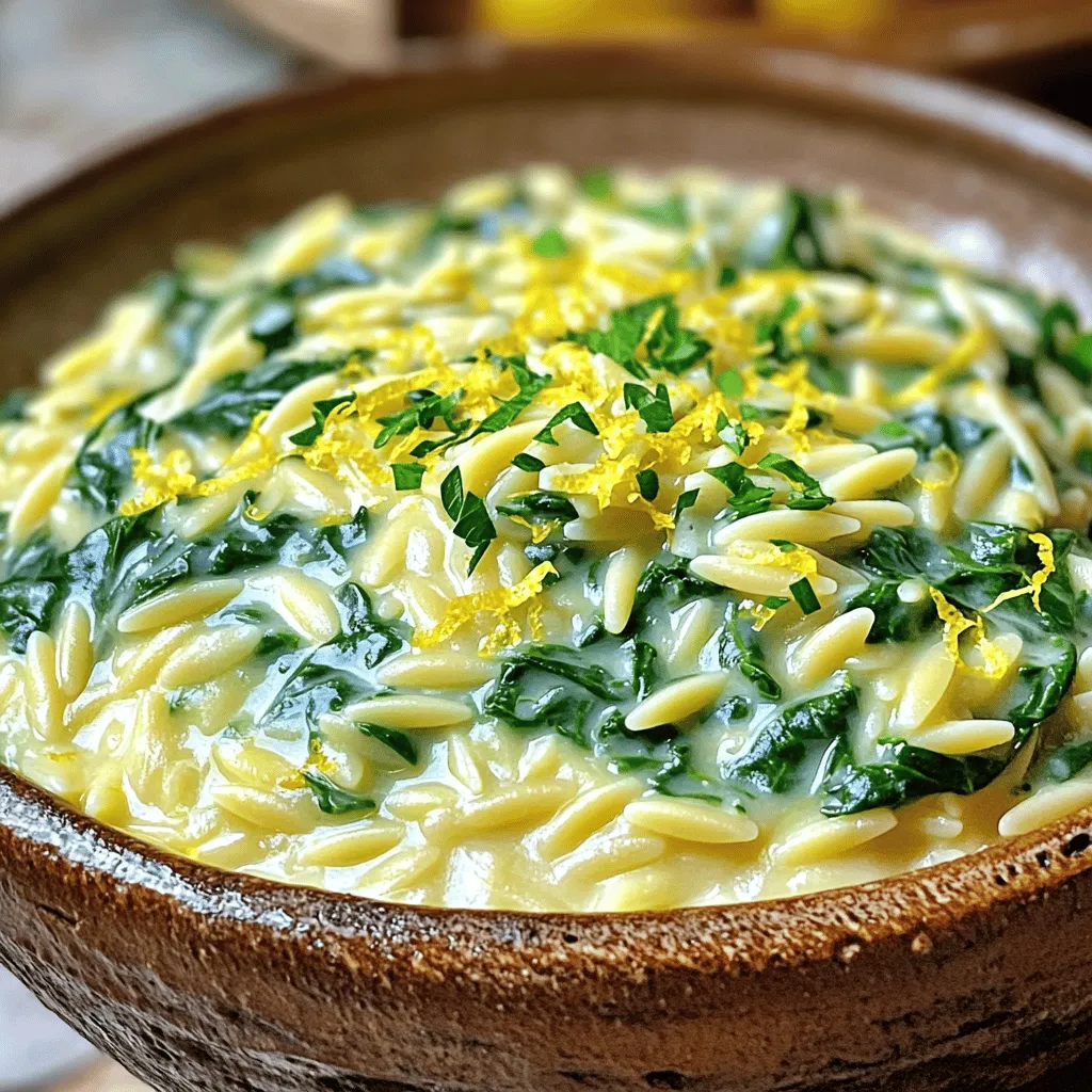 One Pot Creamy Lemon Spinach Orzo Köstlicher Genuss