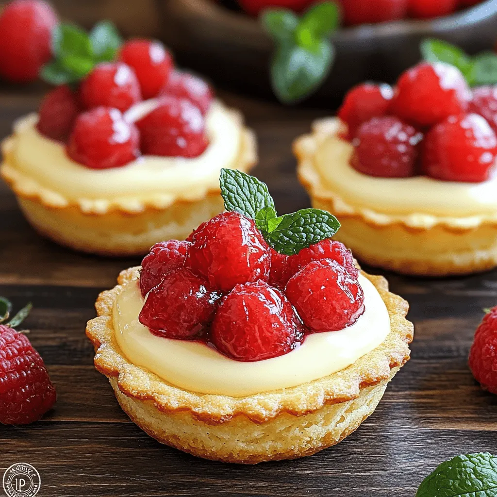 Vanillecremetörtchen mit frischen Himbeeren köstlich