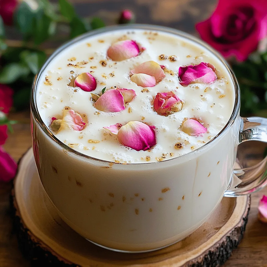 Um einen Vanille-Rosen-Tee-Latte zuzubereiten, brauchen Sie einige einfache Zutaten. Für zwei Portionen benötigen Sie: