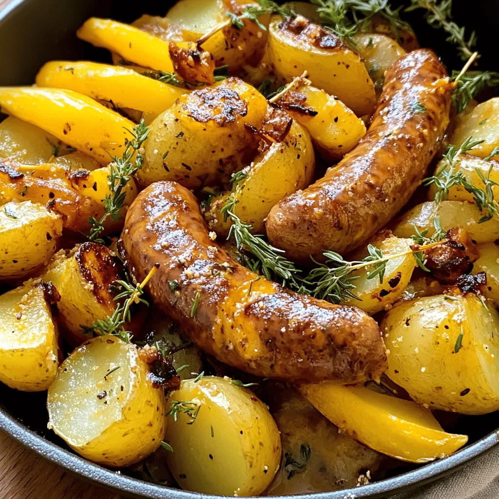 - 500 g festkochende Kartoffeln - 250 g geräucherte polnische Wurst - 1 große Zwiebel - 2 Knoblauchzehen