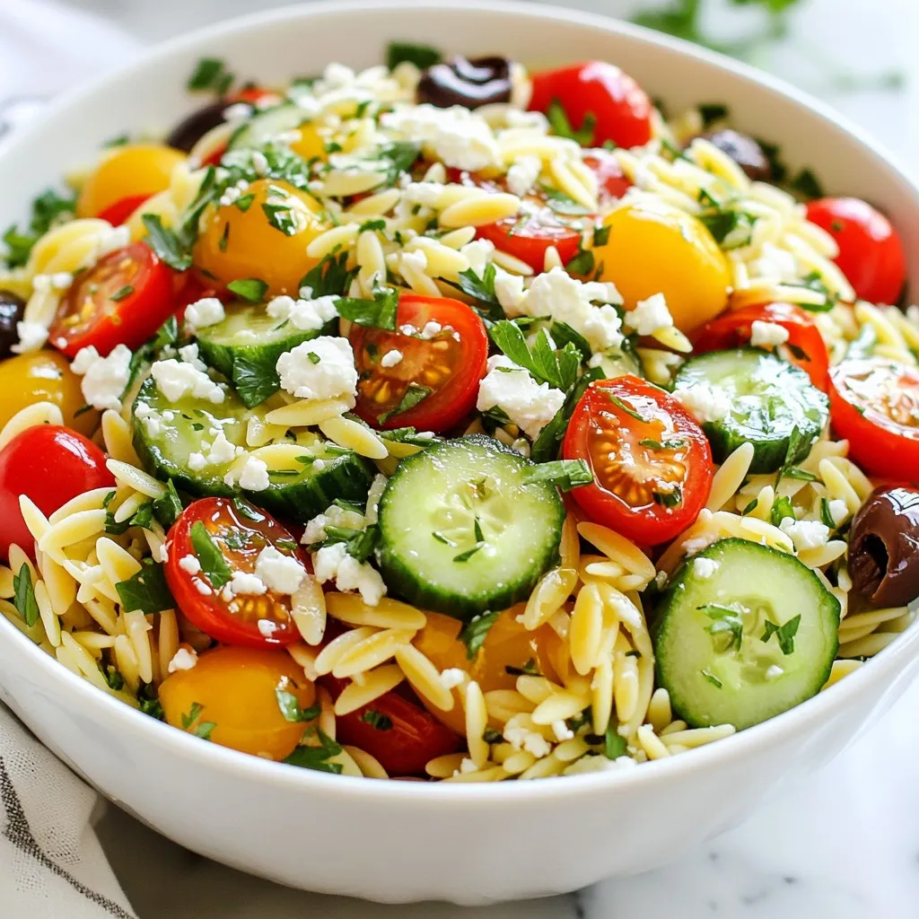 Griechischer Orzo Pasta Salad Frisch und Gesund