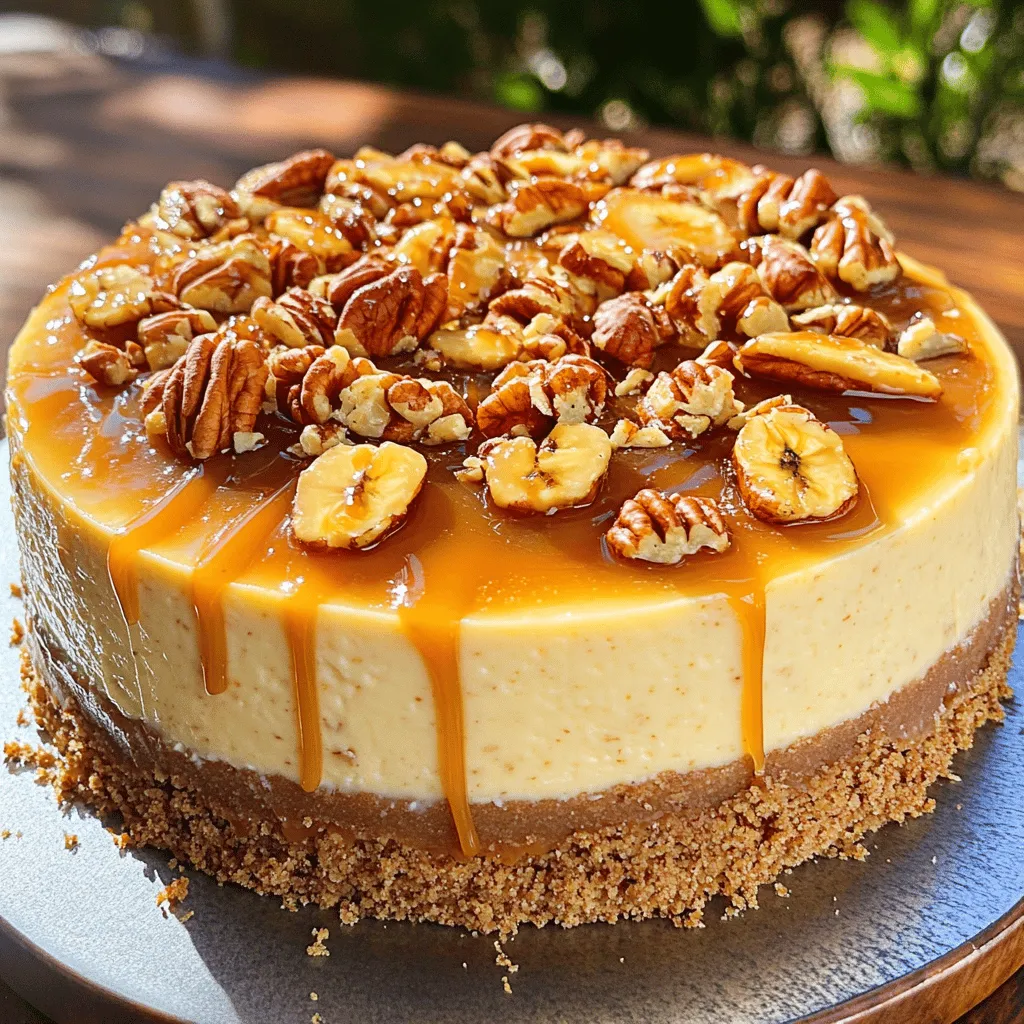 - 200g Kekse (z.B. Butterkekse oder Graham Cracker), zerbröselt - 100g Butter, geschmolzen - 500g Frischkäse, zimmerwarm - 150g Zucker - 200ml Schlagsahne - 2 große Bananen, püriert - 3 Eier - 1 Teelöffel Vanilleextrakt - Eine Prise Salz