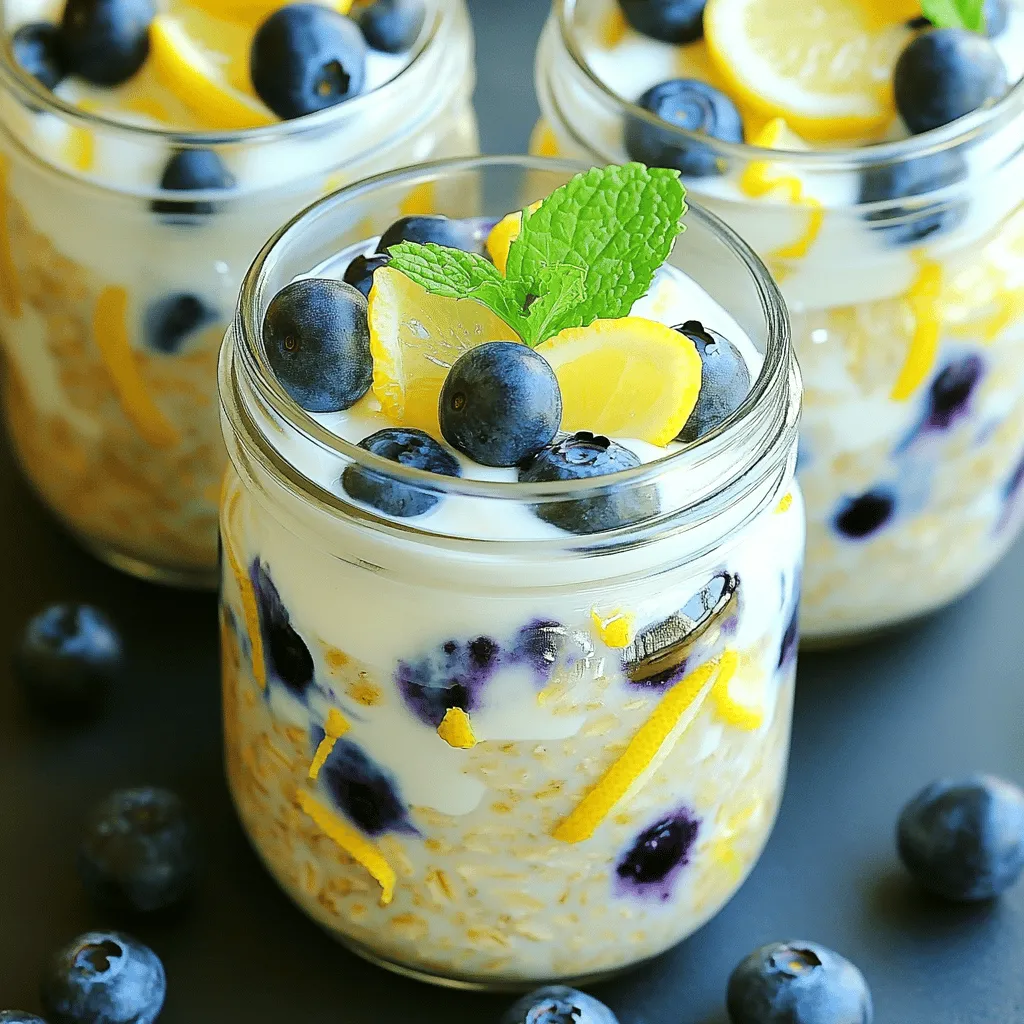 Blaubeer Zitronen Käsekuchen Overnight Oats Rezept