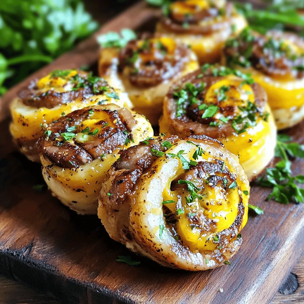 Französische Zwiebel Steak-Pinwheels sind eine leckere Kombination aus zartem Rindfleisch und süßen Zwiebeln. Diese Rindfleisch-Pinwheels sind perfekt für Feiern oder ein einfaches Abendessen. Jede Rolle enthält eine Füllung aus Frischkäse, Gruyère-Käse und gebratenen Zwiebeln. Der Geschmack ist reichhaltig und sehr aromatisch.