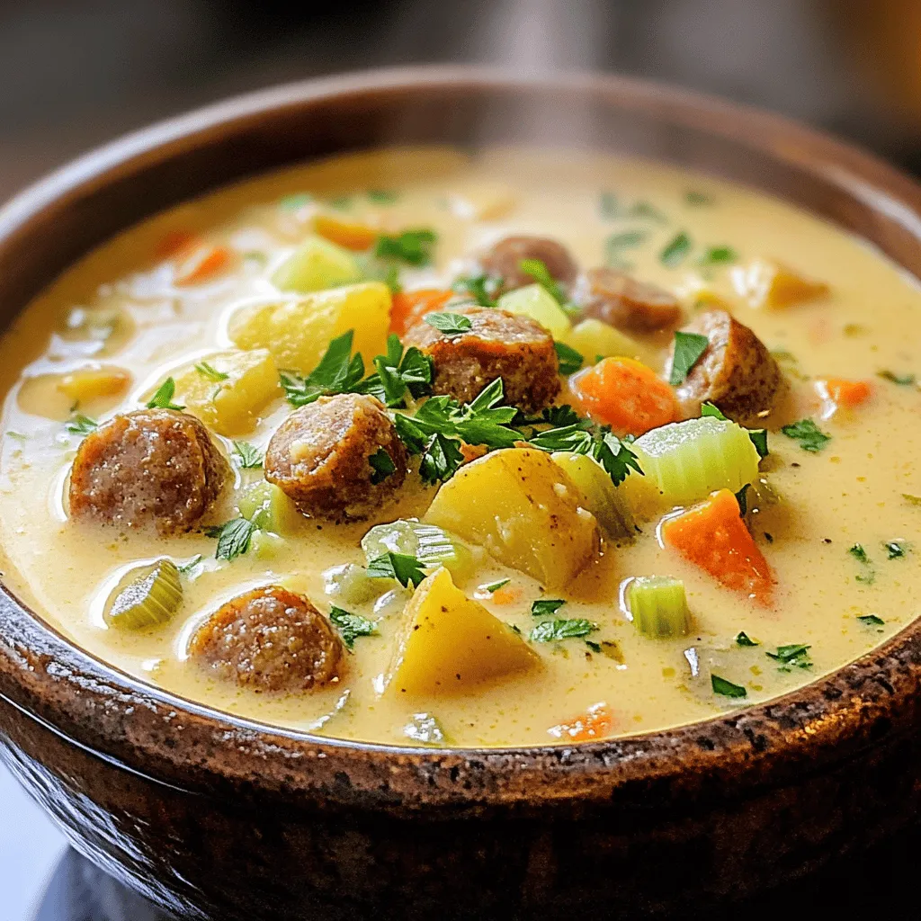 Kartoffel und Wurst Chowder Köstlicher Genuss Pur