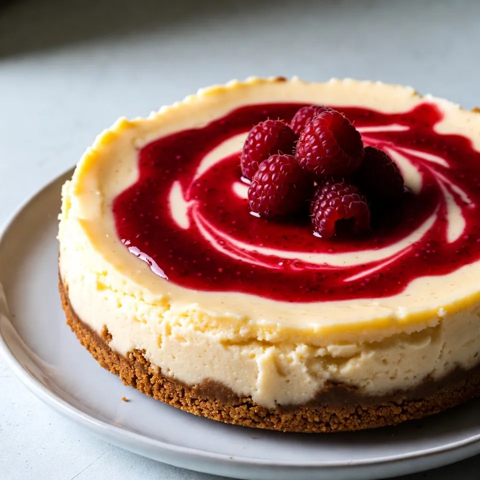 Raspberry Swirl Cheesecake Einfache und köstliche Größe