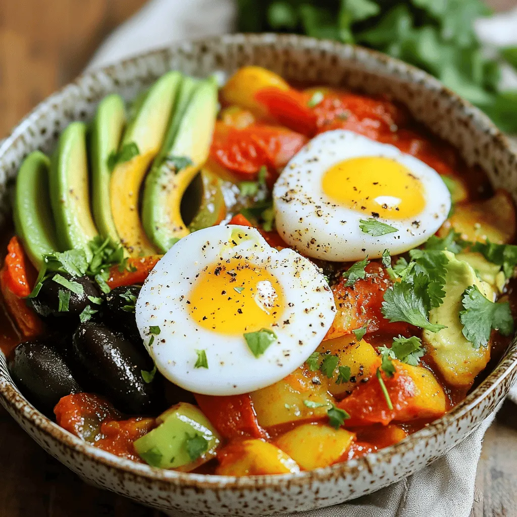 Für ein leckeres frühstück chili und eier brauchst du einige einfache Zutaten. Du benötigst: - 1 Dose schwarze Bohnen - 1 Dose Kidneybohnen - 1 Dose gewürfelte Tomaten - 1 kleine Zwiebel - 2 Knoblauchzehen - 1 grüne Paprika - 1 rote Paprika - 1-2 Jalapeños - Gewürze: Kreuzkümmel, Paprikapulver, Cayennepfeffer - 4 große Eier - 2 Esslöffel Olivenöl - Salz und Pfeffer - Frischer Koriander oder Petersilie - Avocado-Scheiben