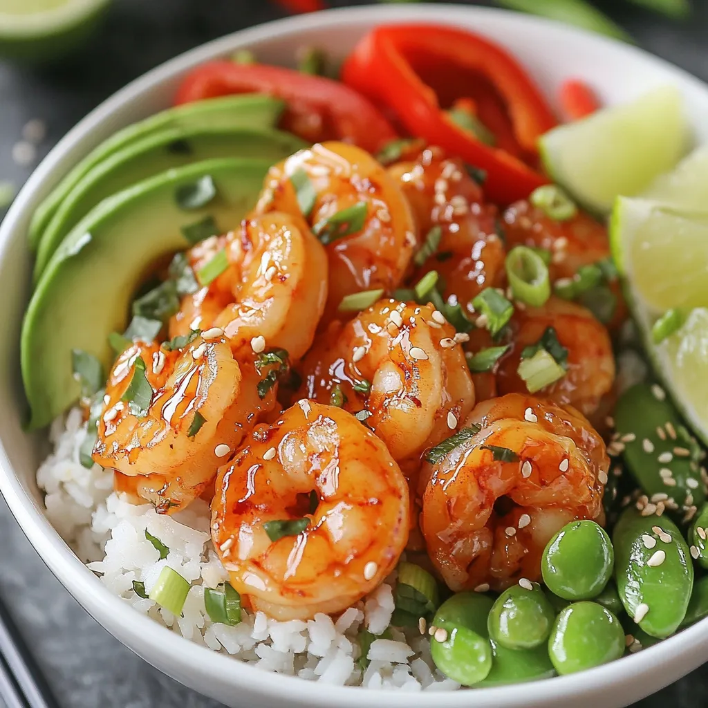 Sriracha Honey Shrimp Bowl voller frischer Aromen