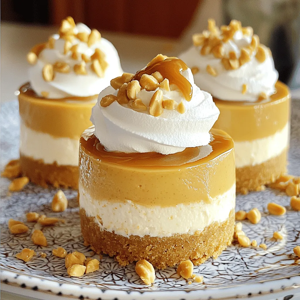 Um die besten Peanut Butter Caramel Mini Cheesecakes zu machen, benötigen Sie: - 200 g Keks (z.B. Butterkekse) - 100 g zerlassene Butter - 400 g Frischkäse (Raumtemperatur) - 100 g Zucker - 150 g Erdnussbutter - 2 große Eier - 1 TL Vanilleextrakt - 100 g Karamellsauce (plus extra zum Garnieren) - Eine Prise Salz - 100 g Schlagsahne (zum Garnieren) - Gehackte Erdnüsse (zum Bestreuen)