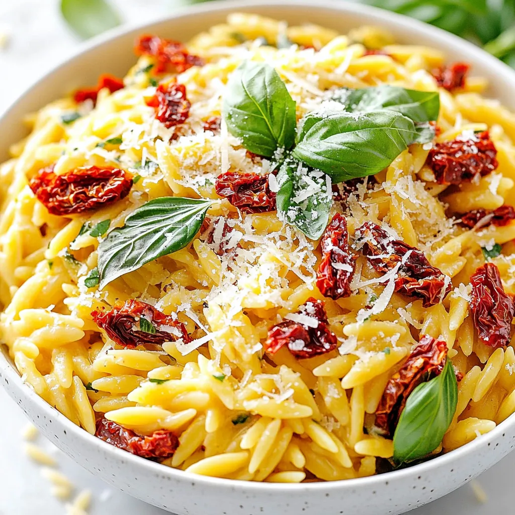 Cremige Sun-Dried Tomato Orzo Einfache Genussreise