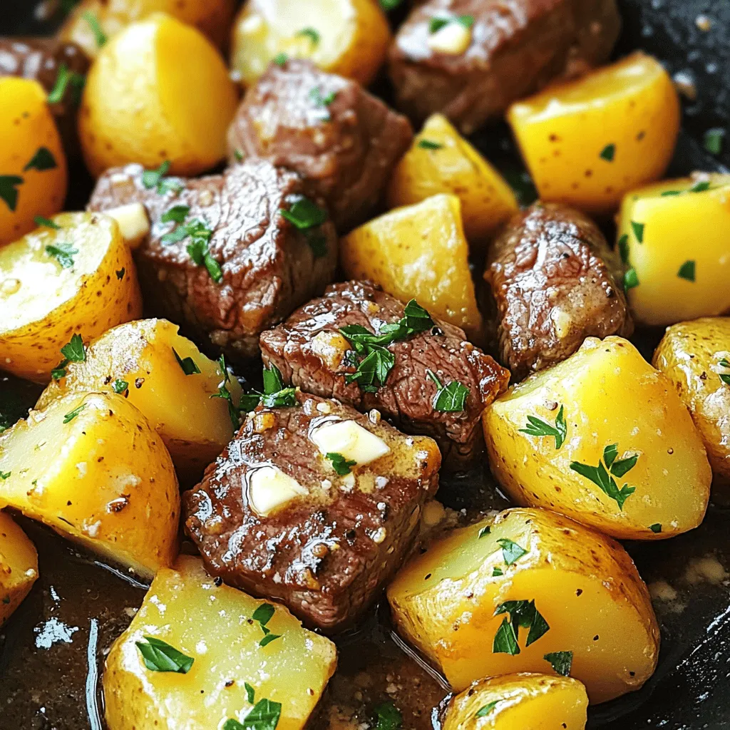 Knoblauchbutter Steak und Kartoffelpfanne Rezept