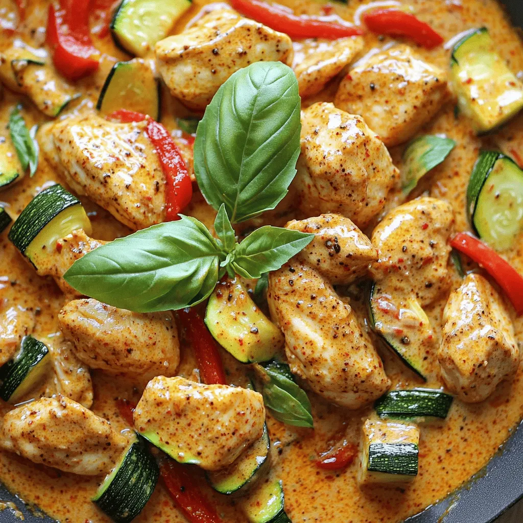 - 400 g Hähnchenbrustfilet - 2 große Zucchini - 2 rote Paprika