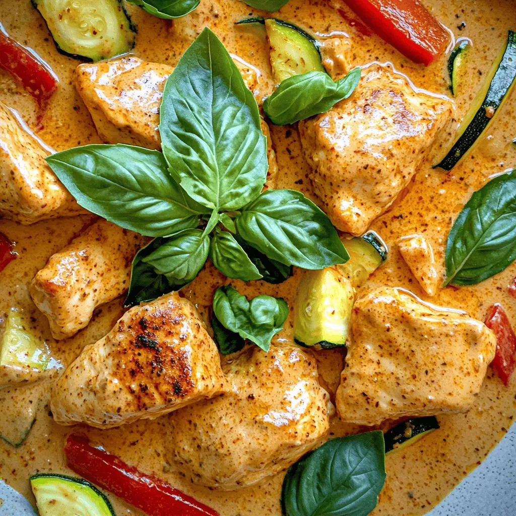 Cremiges Paprika-Zucchini-Hähnchen Einfach und Lecker