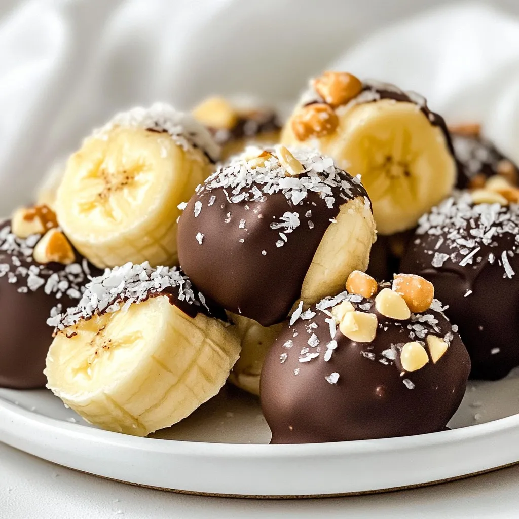Schokoladenüberzogene Bananenbissen leckere Rezeptidee