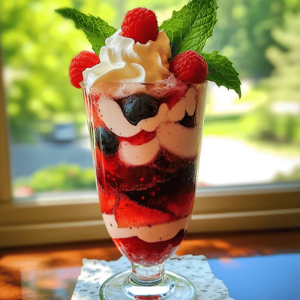 Um Berry Italian Cream Soda zu machen, benötigst du frische Zutaten. Du brauchst eine Tasse gemischte Beeren. Erdbeeren, Blaubeeren und Himbeeren sind ideal. Füge zwei Esslöffel Zucker hinzu. Du kannst die Menge nach deinem Geschmack anpassen. Ein Teelöffel Zitronensaft bringt frische Aromen. Außerdem brauchst du ein Glas mit Sprudelwasser, eine halbe Tasse Schlagsahne und Eiswürfel. Frische Minzblätter sind das perfekte Finish.