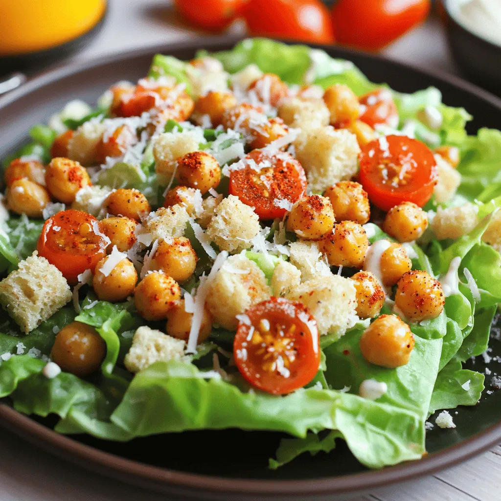 Für diesen Caesar Salad mit gerösteten Kichererbsen brauchst du einige wichtige Zutaten. Hier sind die Hauptbestandteile: