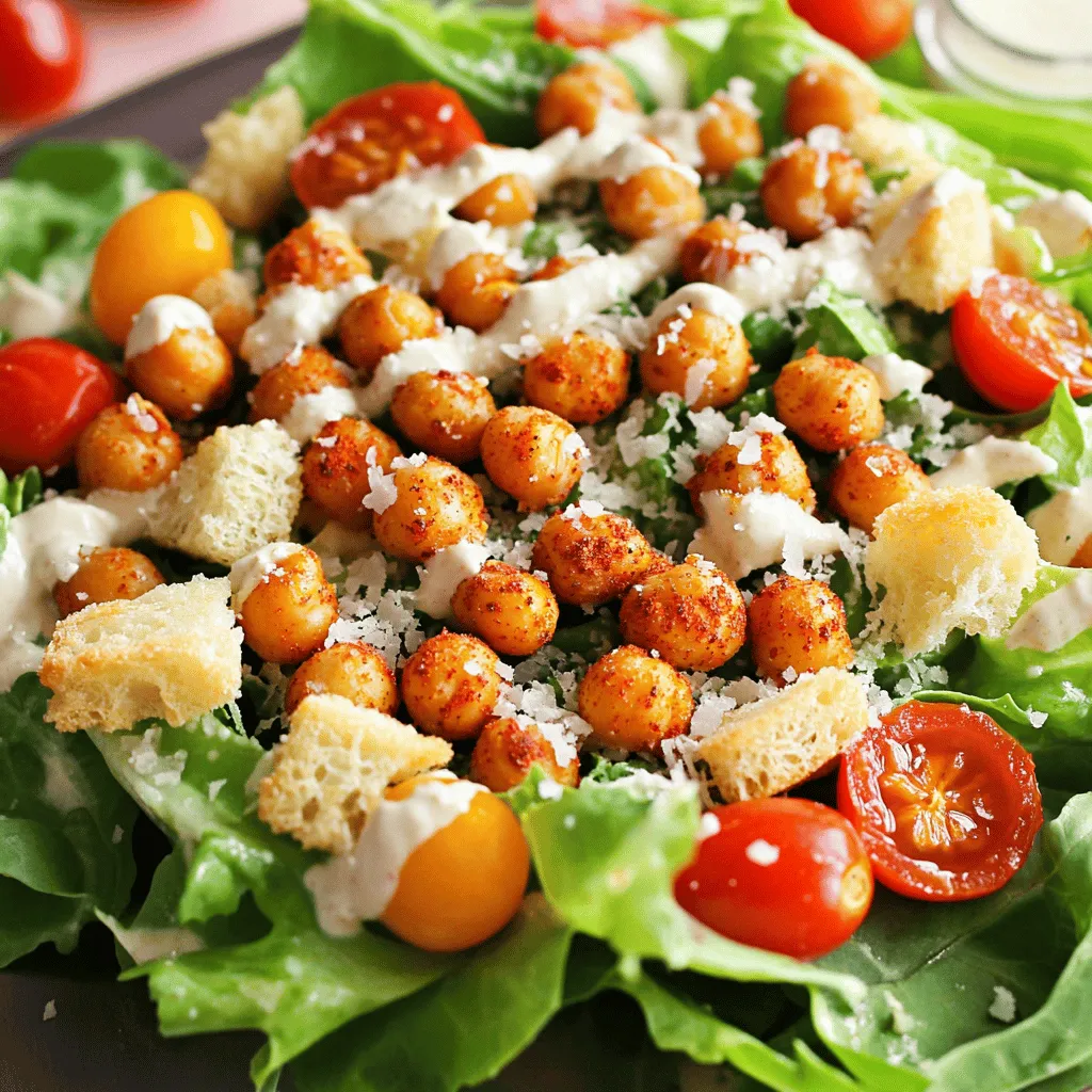 Caesar Salad mit gerösteten Kichererbsen genießen