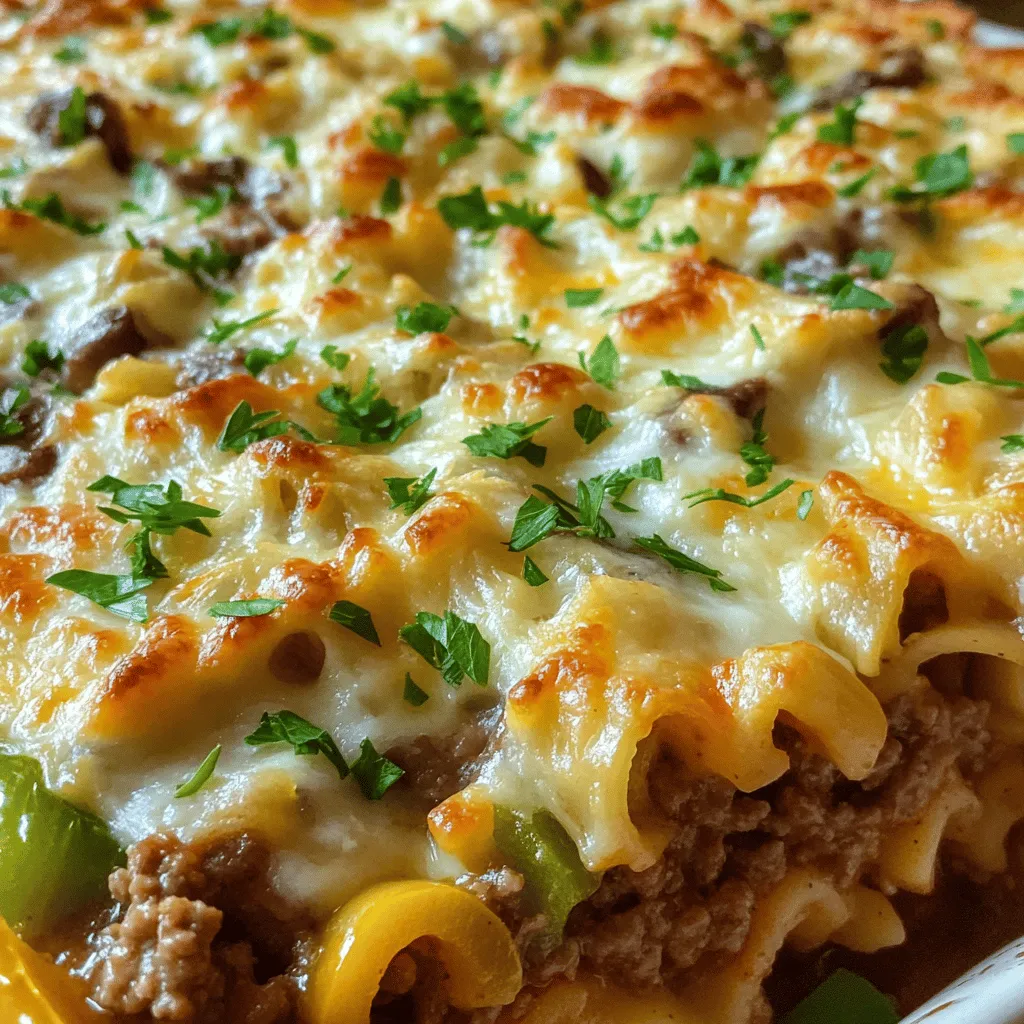 - 450 g Rinderhackfleisch oder dünn geschnittenes Steak - 1 große Zwiebel, gehackt - 1 große grüne Paprika, gehackt - 225 g Champignons, in Scheiben geschnitten