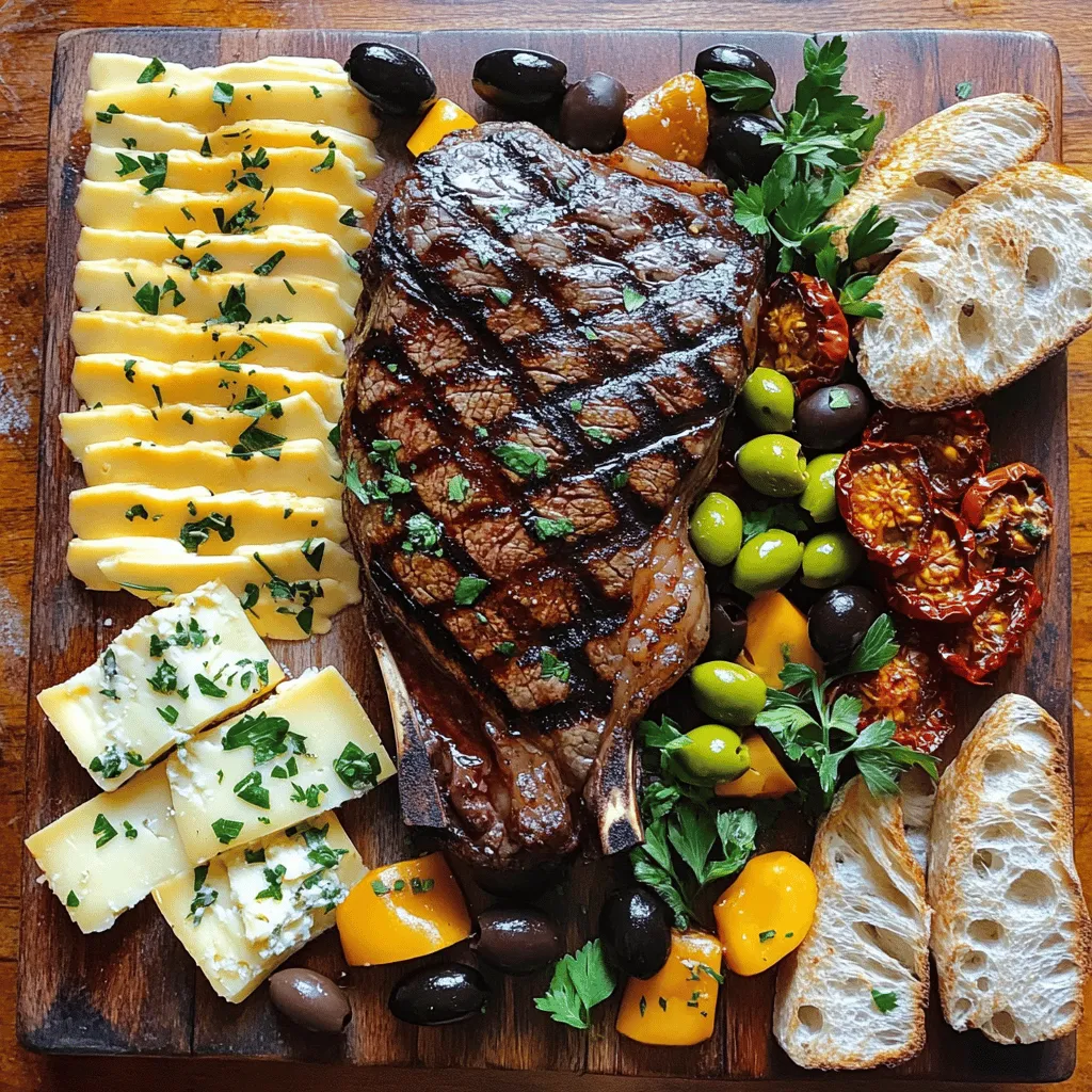 Ein Tomahawk Steak ist das Herzstück deiner Steak Board. Es ist saftig und voller Geschmack. Wähle ein Steak von guter Qualität, etwa 2 kg schwer. Dies sorgt für ein beeindruckendes Gericht. Lass das Steak vor dem Grillen etwa 30 Minuten bei Zimmertemperatur ruhen. So gart es gleichmäßiger.