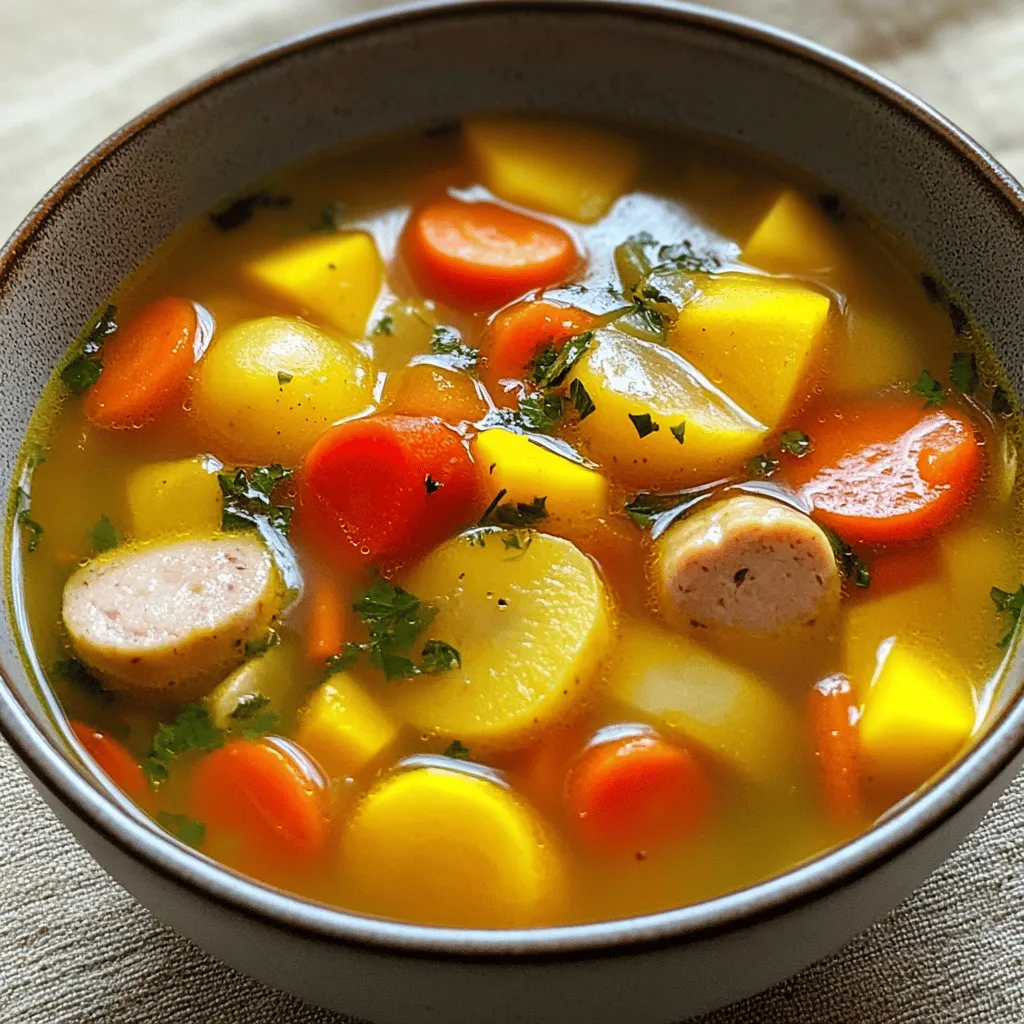 Die Wurstsuppe ist ein einfaches und nahrhaftes Gericht. Sie braucht frische und schmackhafte Zutaten.
