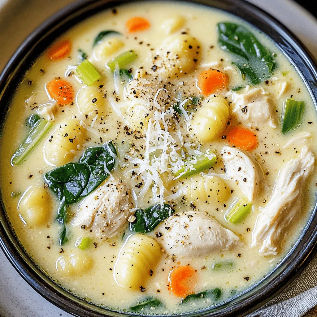 Cremige Hähnchen und Gnocchi Suppe Einfaches Rezept
