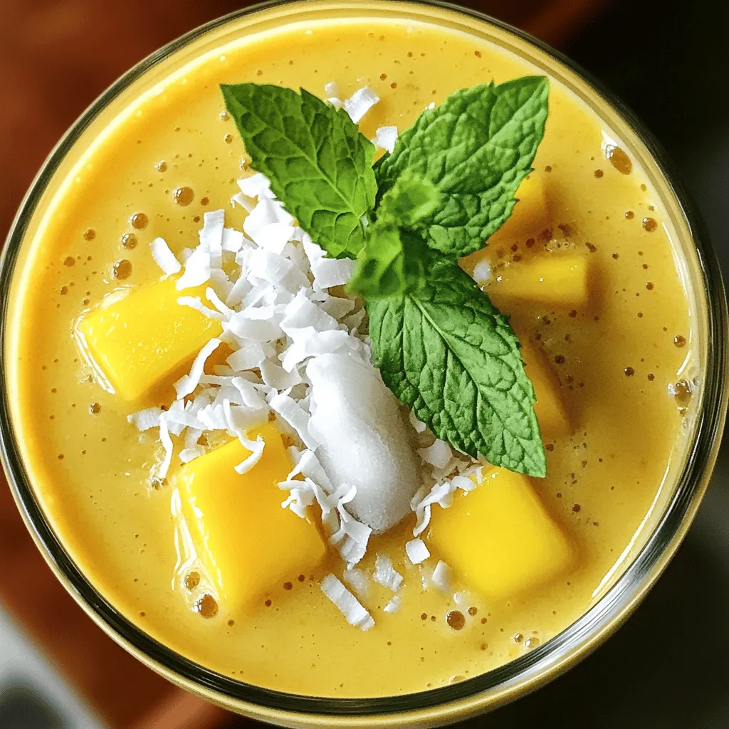 Leckerer Mango Coconut Smoothie Frisch und Cremig