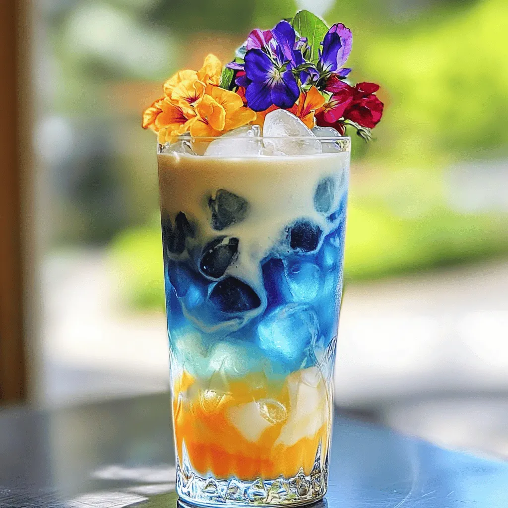 Ein Iced Butterfly Pea Flower Tea Latte ist ein cooler und bunter Genuss. Dieses Getränk nutzt Schmetterlingsblüten, die als Superfood gelten. Die Blüten haben eine tiefe blaue Farbe, die jeden Latte magisch macht. Sie sind nicht nur schön, sondern auch gesund.