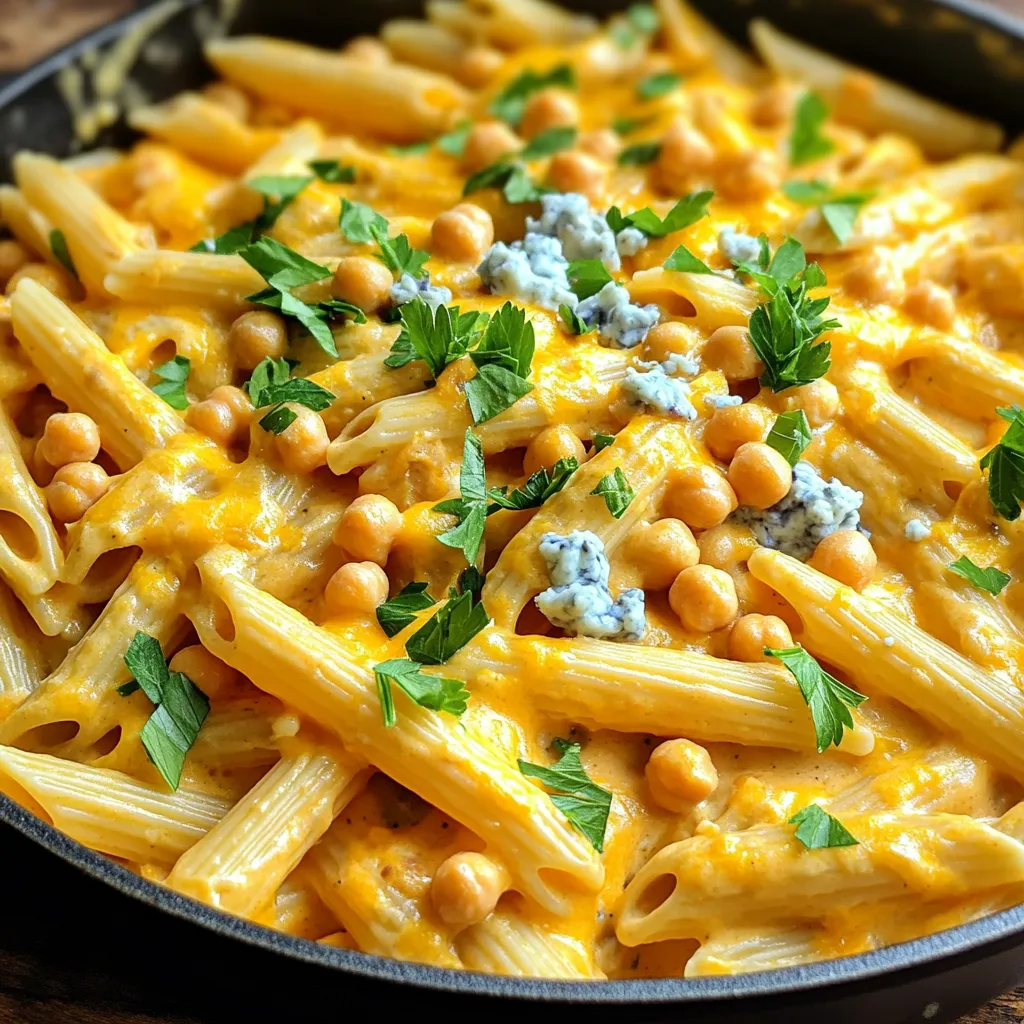 One Pot Creamy Buffalo Chickpea Pasta Genussgericht