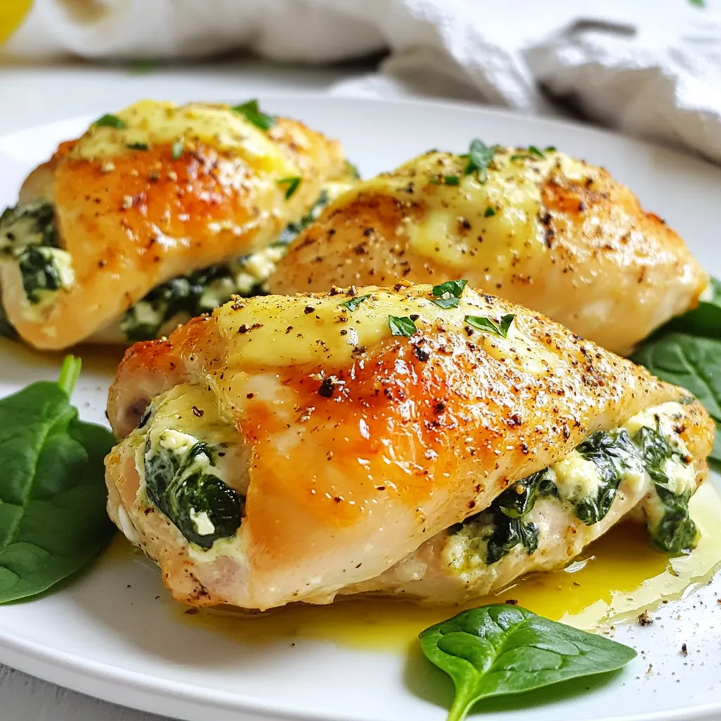 Creamy Garlic Spinach Stuffed Chicken Einfaches Rezept