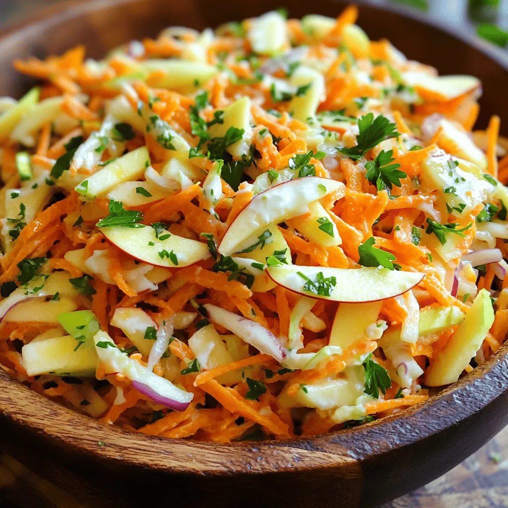 - 3 große Karotten - 2 Äpfel (z. B. Granny Smith) - 1/4 Kopf Weißkohl - 1/4 Tasse rote Zwiebel