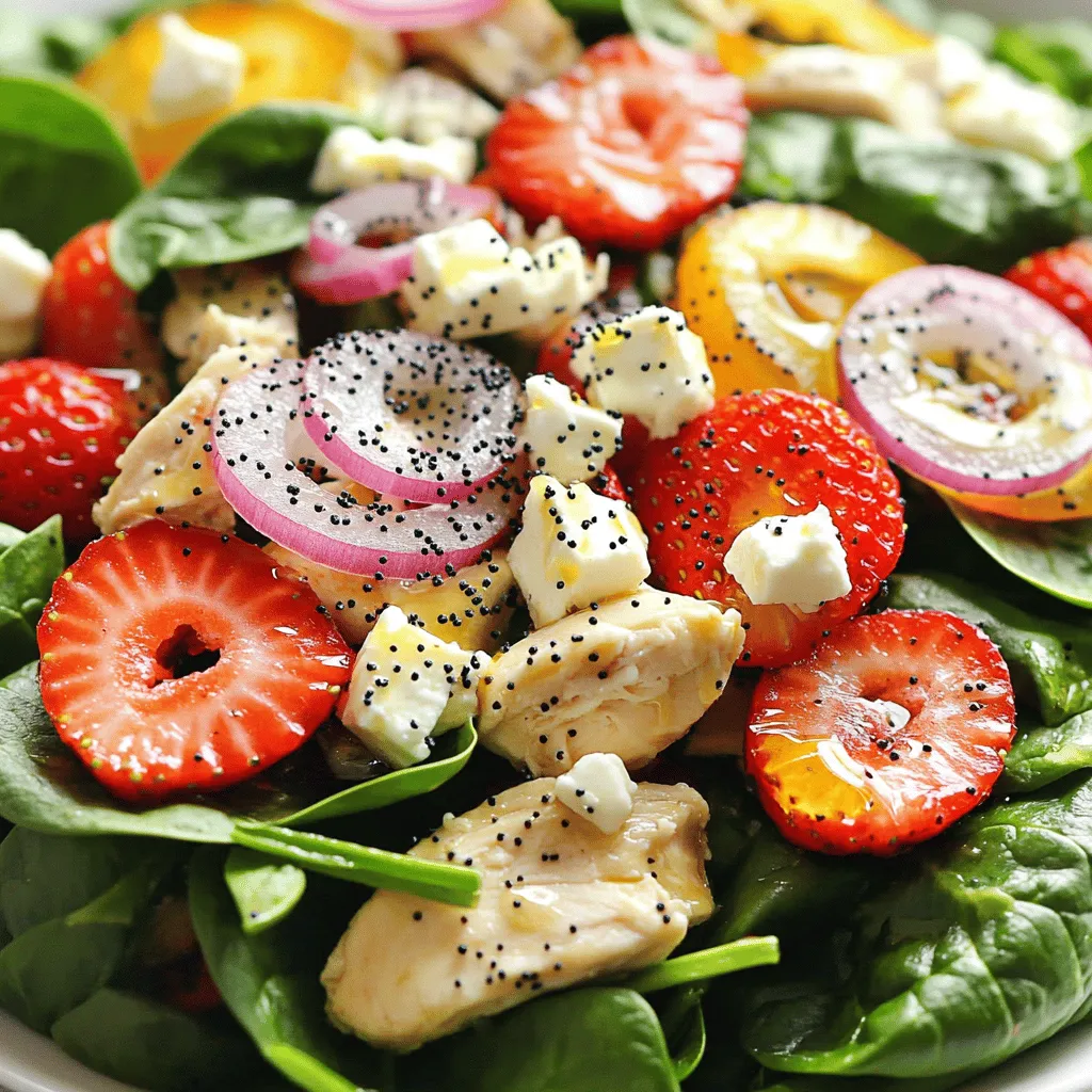 Erdbeer-Spinat-Mohnsalat mit Hähnchen Genussvoll