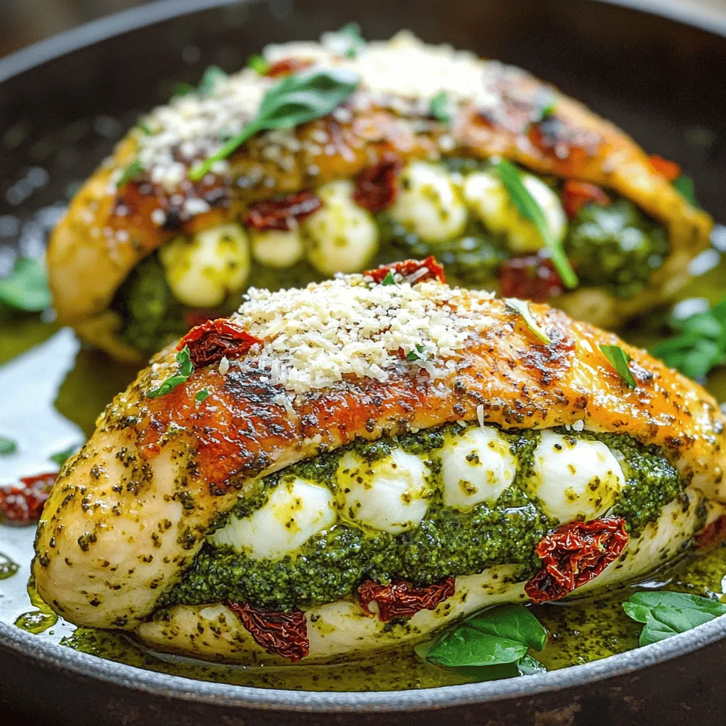 Pesto Mozzarella Stuffed Chicken Köstlich und Einfach