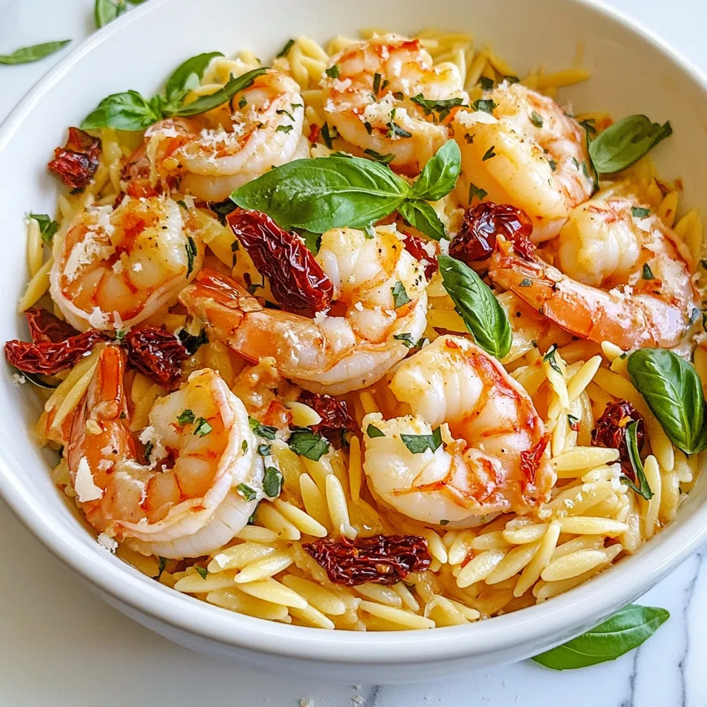 Cremiger getrockneter Tomaten Garnelen Orzo Genuss