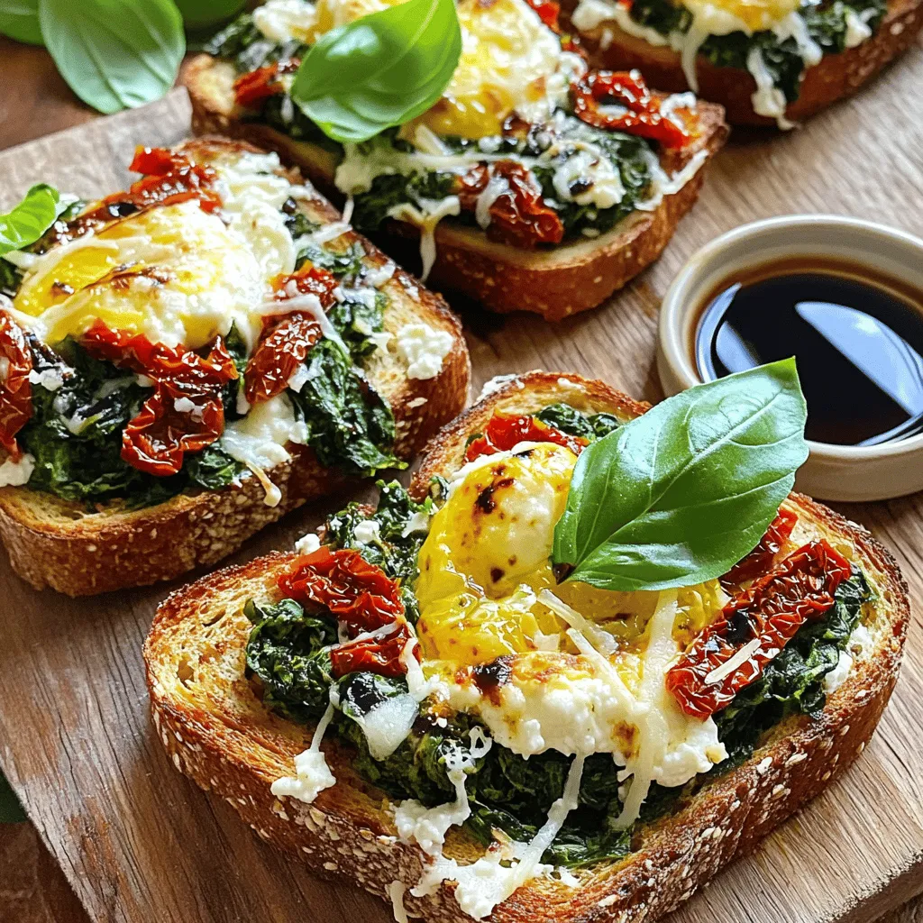 - 4 Scheiben Vollkornbrot - 100 g Ricotta - 50 g getrocknete Tomaten, in kleine Stücke geschnitten - 100 g frischer Spinat, grob gehackt - 2 EL Olivenöl - 1 Knoblauchzehe, fein gehackt