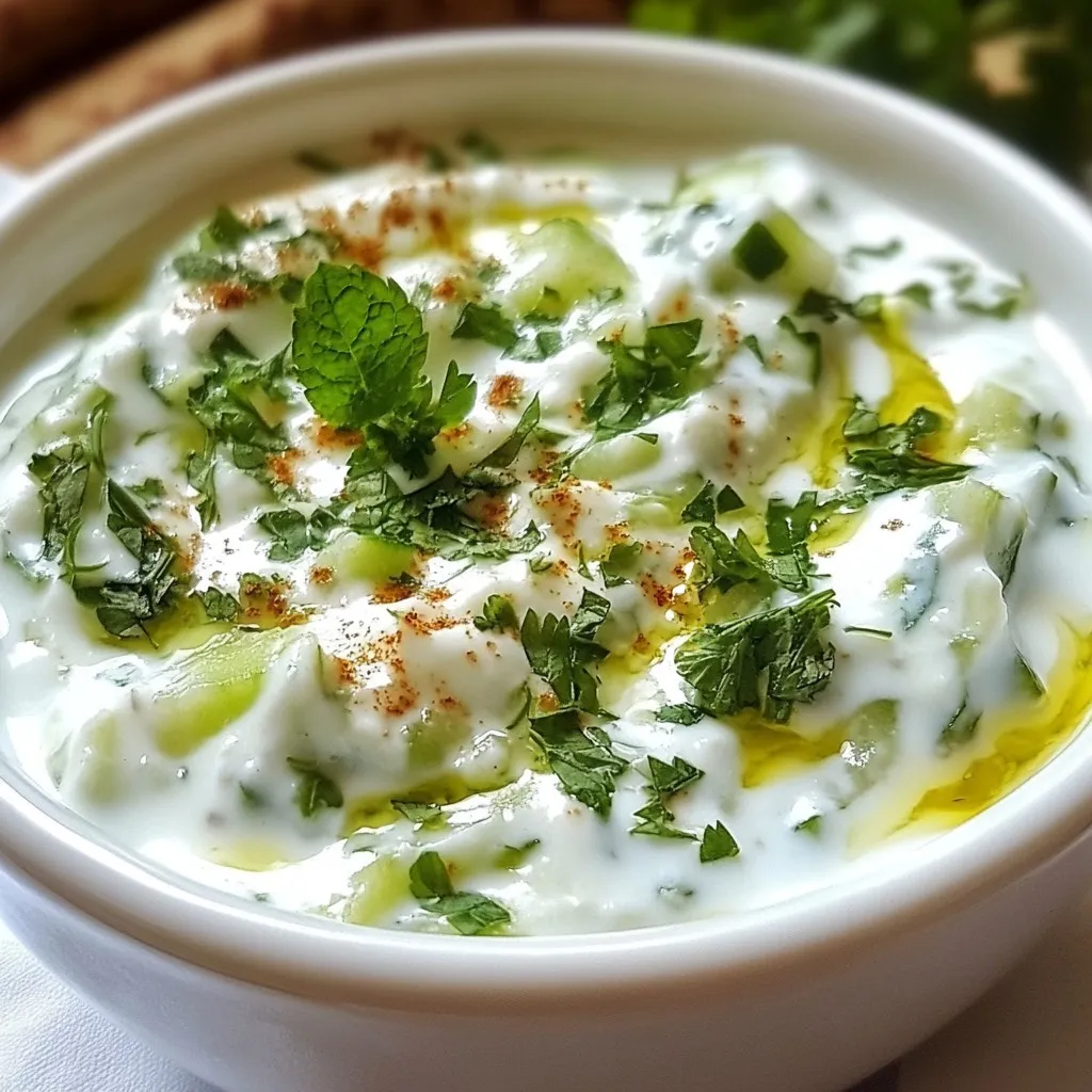 Cucumber Mint Yogurt Raita Frisch und Schmackhaft