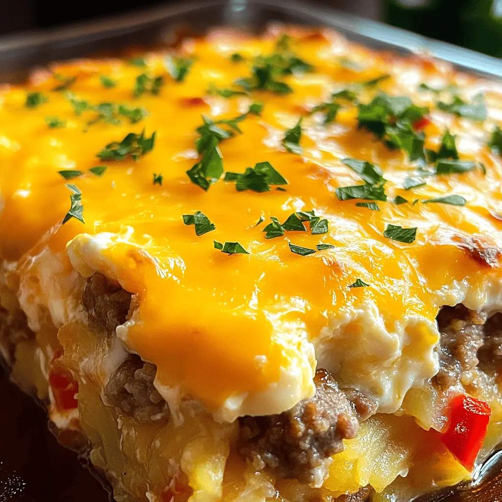 Sausage, Egg und Frischkäse Hashbrown Auflauf Lecker